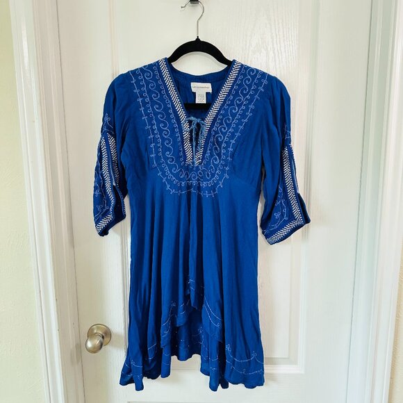 Soft Surroundings Gauze Tunic Embroidered Blue Top Size XS - Picture 1 of 4